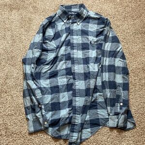 Vintage Ralph Lauren blue long sleve 100% cotton plaid